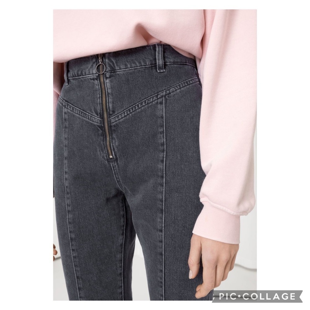 & Other Stories Sissy Black High Rise Exposed Zipper Jeans Size 28 - Picture 12 of 16
